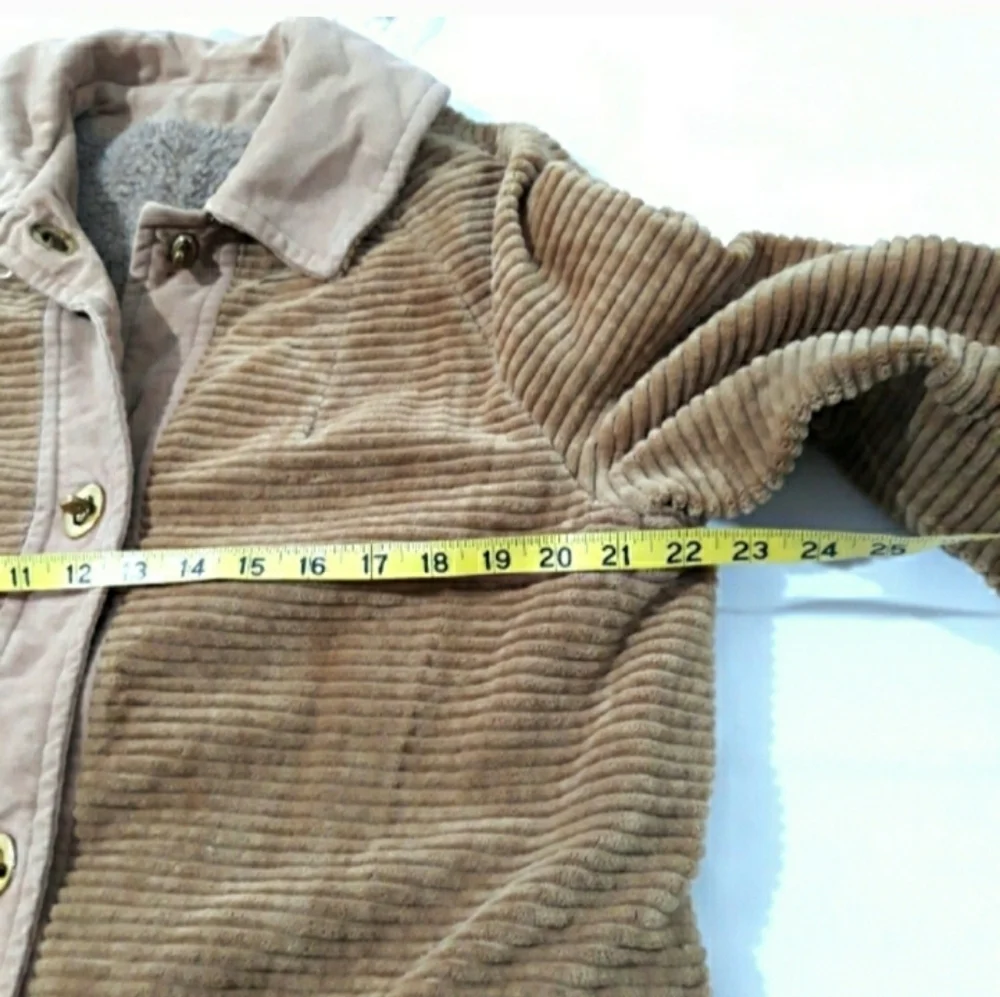 Vintage Amco Tan Wide Whale Corduroy Coat With Sherpa Lined Warm Size M/L - Picture 12 of 13